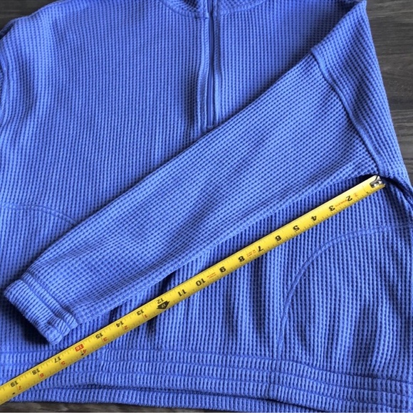 Aerie Cozy Up Waffle Quarter Zip Sweater Pullover Medium Blue Periwinkle - Picture 7 of 9